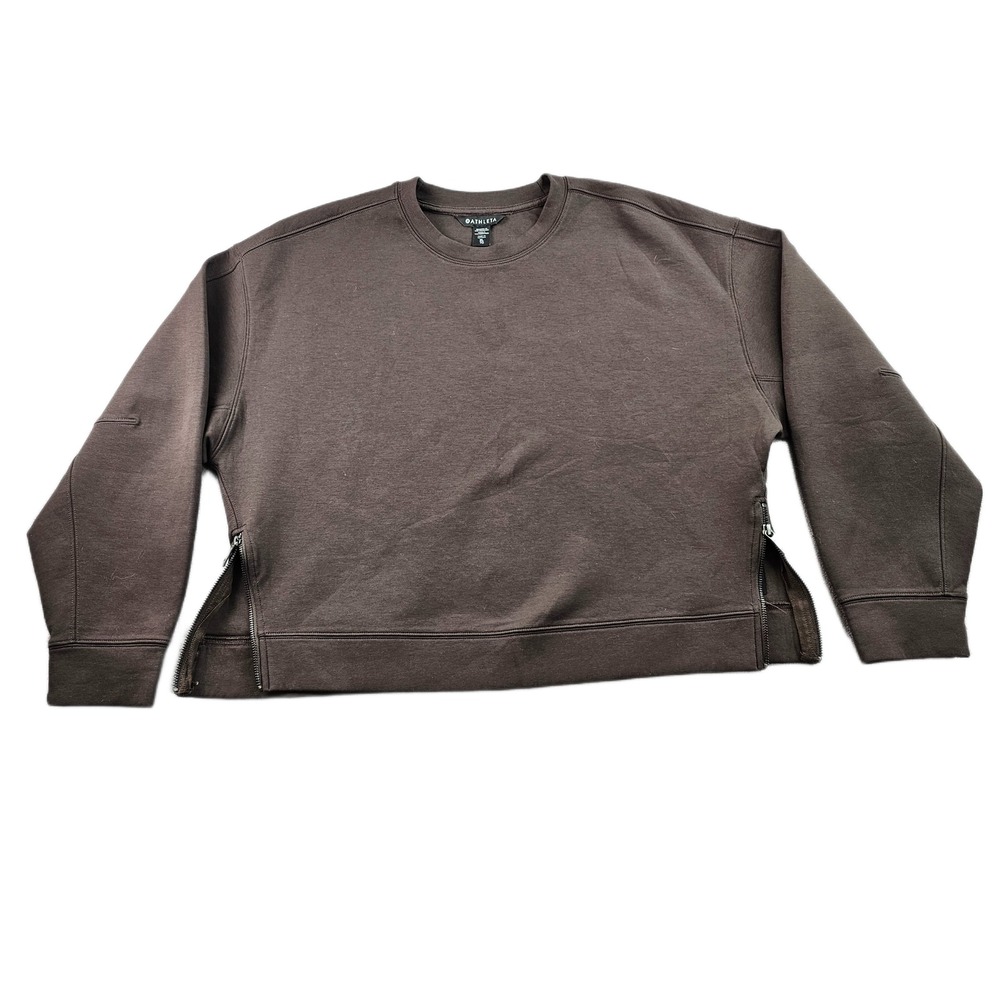 Athleta Coaster Luxe Sweatshirt Womens Size XL Brown Stretch Crew Neck Pullover